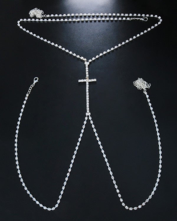 Rhinestone Crossover Body Chain
