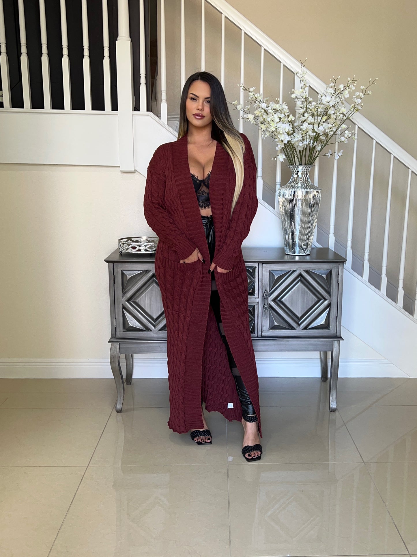 Burgundy Knit Cuddle Cardigan