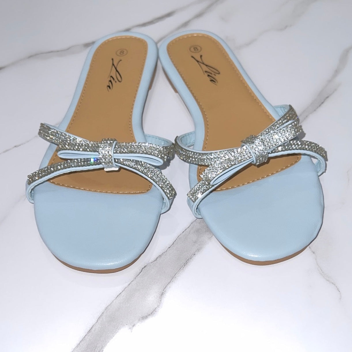 Krystal Rhinestone Sandals - Pastel Blue