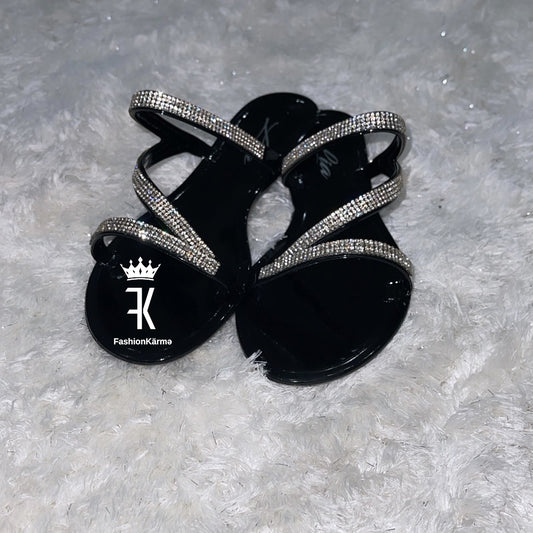 Olivia Rhinestone Sandals - Black
